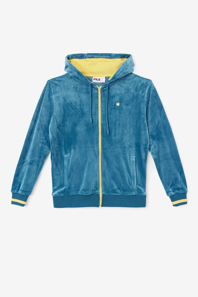 Fila Tove Velour Full Zip Hoodie Blue - Womens - 18935CIDV